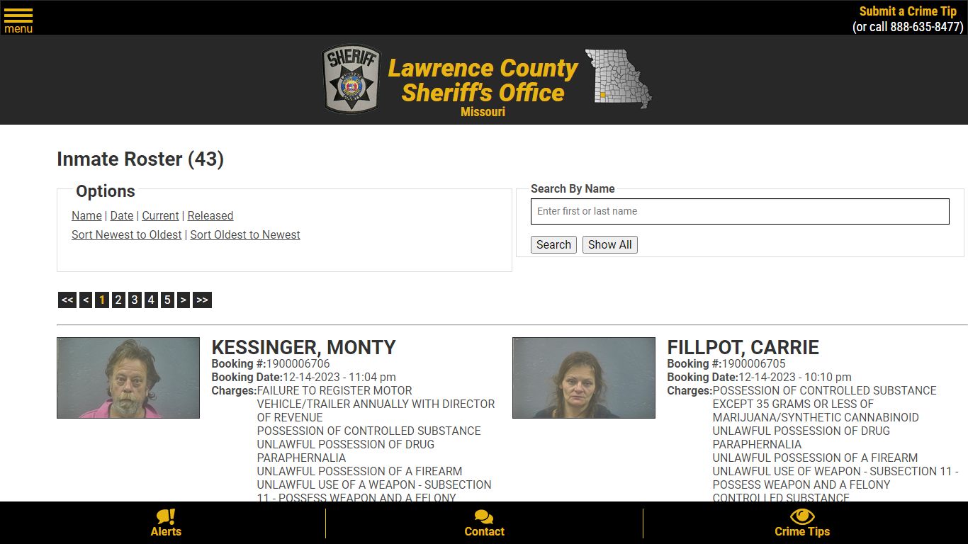 Current Inmates Booking Date Descending - Lawrence County Sheriff MO